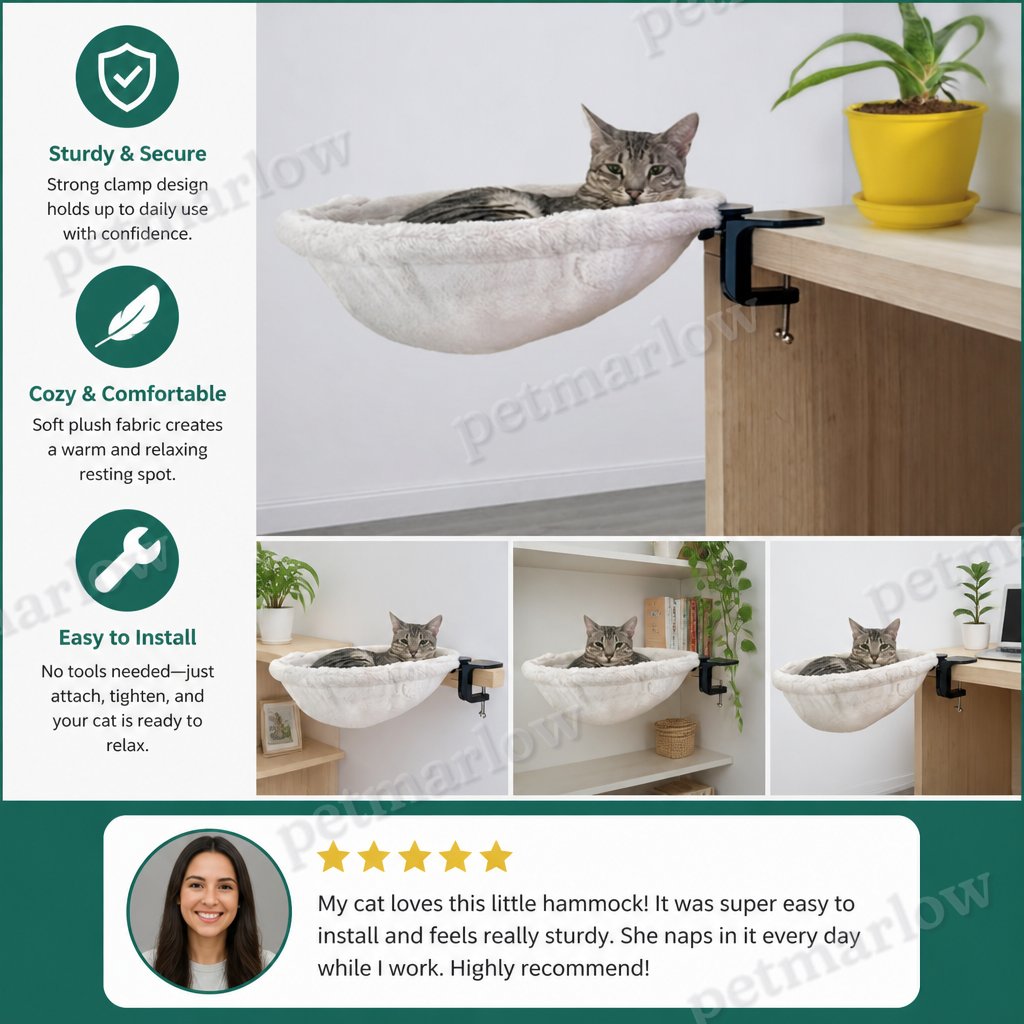 Premium Hanging Cat Hammock for Desks & Shelves – view 5