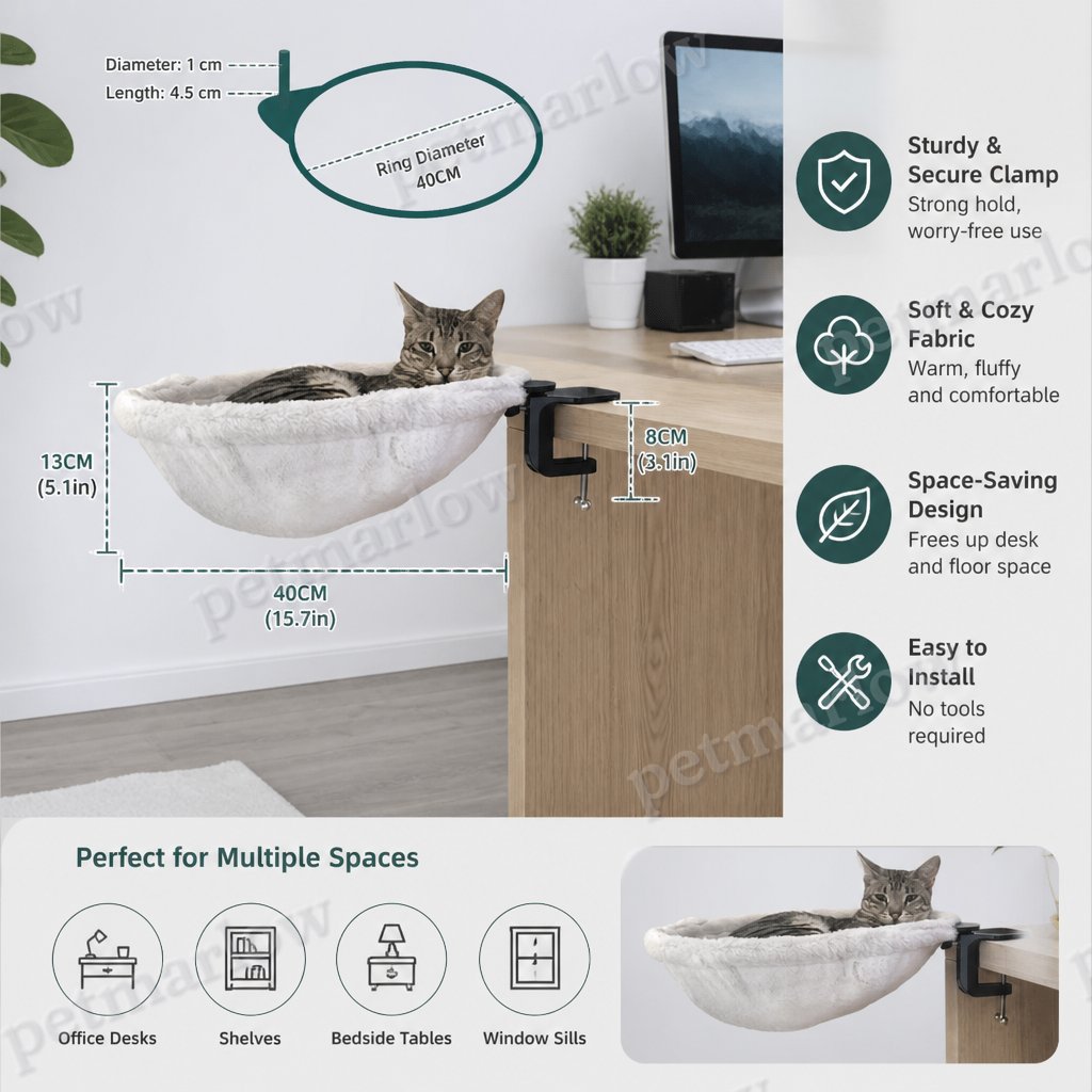 Premium Hanging Cat Hammock for Desks & Shelves – view 6