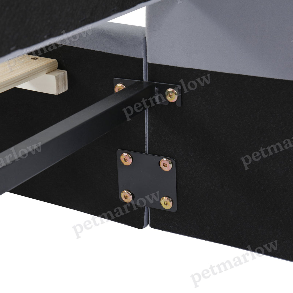 Queen Size Upholstered Platform Bed Frame with Cat Caves – view 2