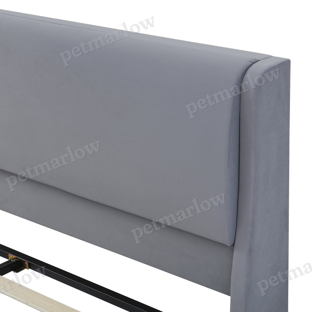 Queen Size Upholstered Platform Bed Frame with Cat Caves – view 5