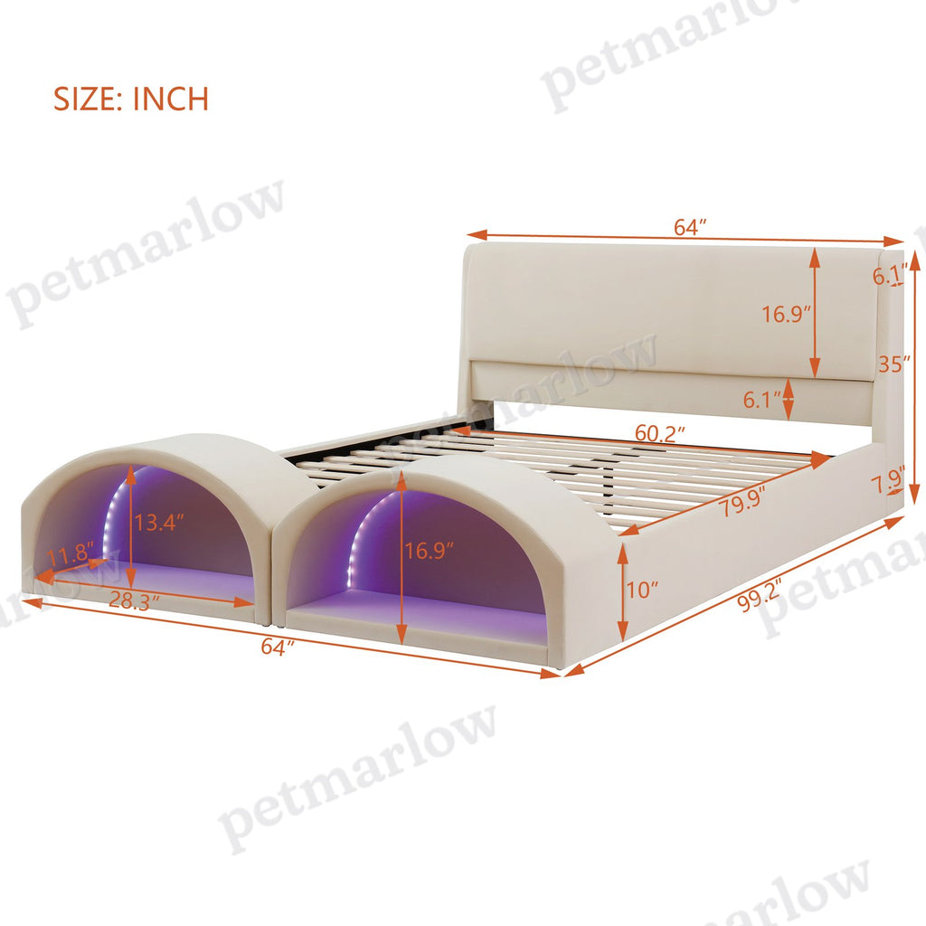 Queen Size Bed Frame with Cat Caves – view 4
