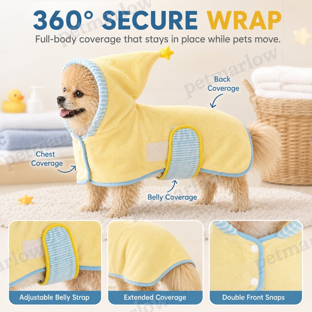 Quick-Dry Terry Hooded Pet Drying Robe – view 4