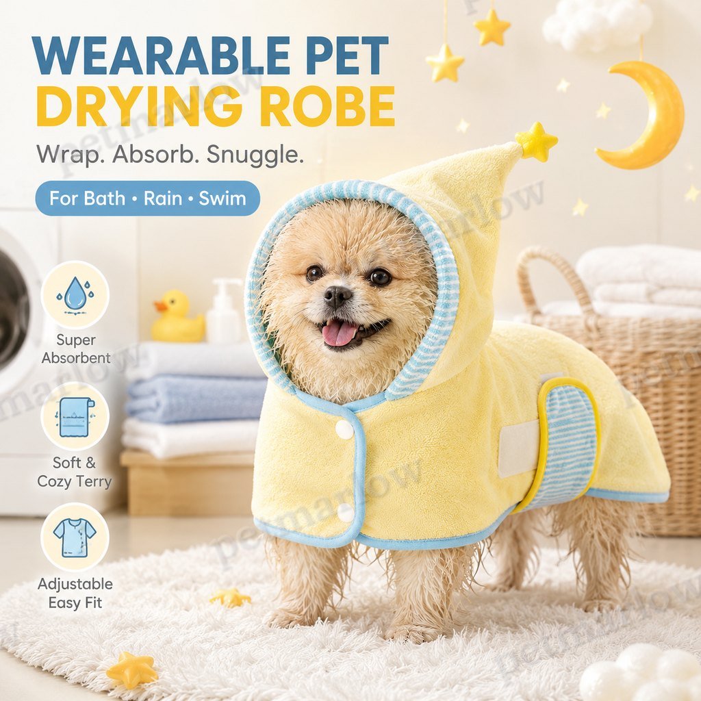 Quick-Dry Terry Hooded Pet Drying Robe – view 5
