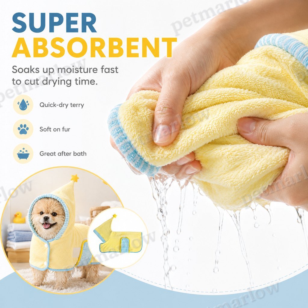 Quick-Dry Terry Hooded Pet Drying Robe – view 6