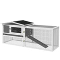Rabbit Hutch 2-Story Cage for Small Animals with Slide-Out Tray – Light Grey / 880x580x240 mm