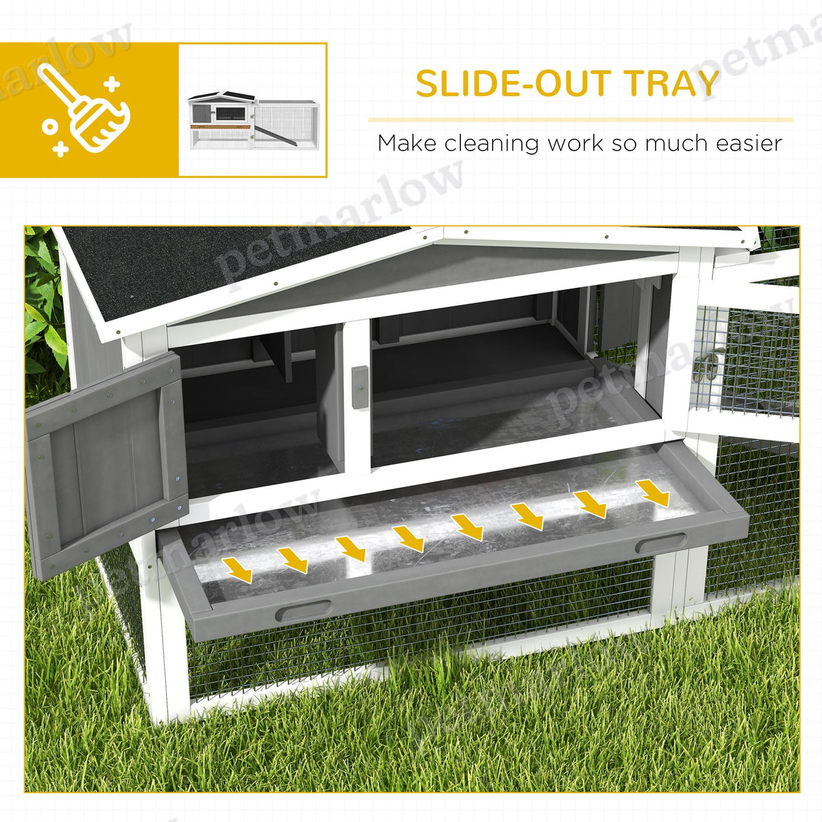 Rabbit Hutch 2-Story Cage for Small Animals with Slide-Out Tray – view 3