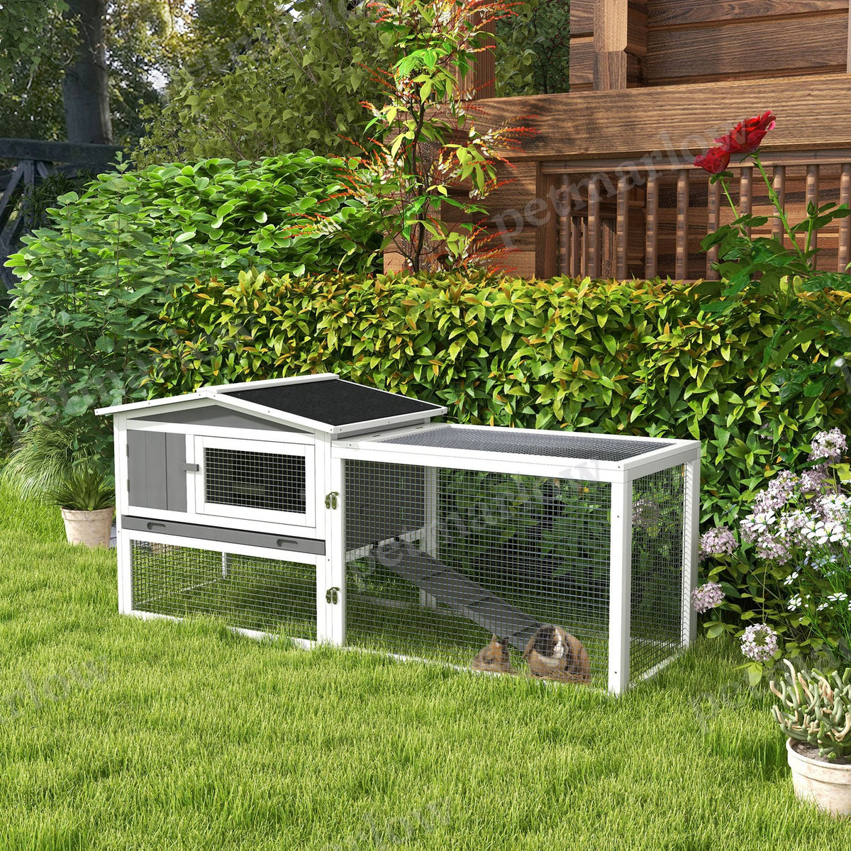 Rabbit Hutch 2-Story Cage for Small Animals with Slide-Out Tray – view 5
