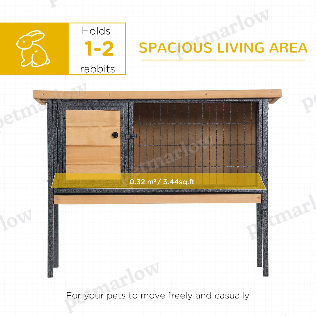 Rabbit Hutch Elevated Small Animal Habitat with Metal Frame – view 3