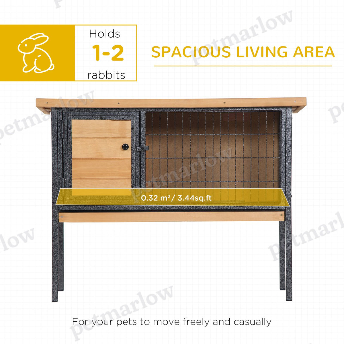 Rabbit Hutch Elevated Small Animal Habitat with Metal Frame – view 3