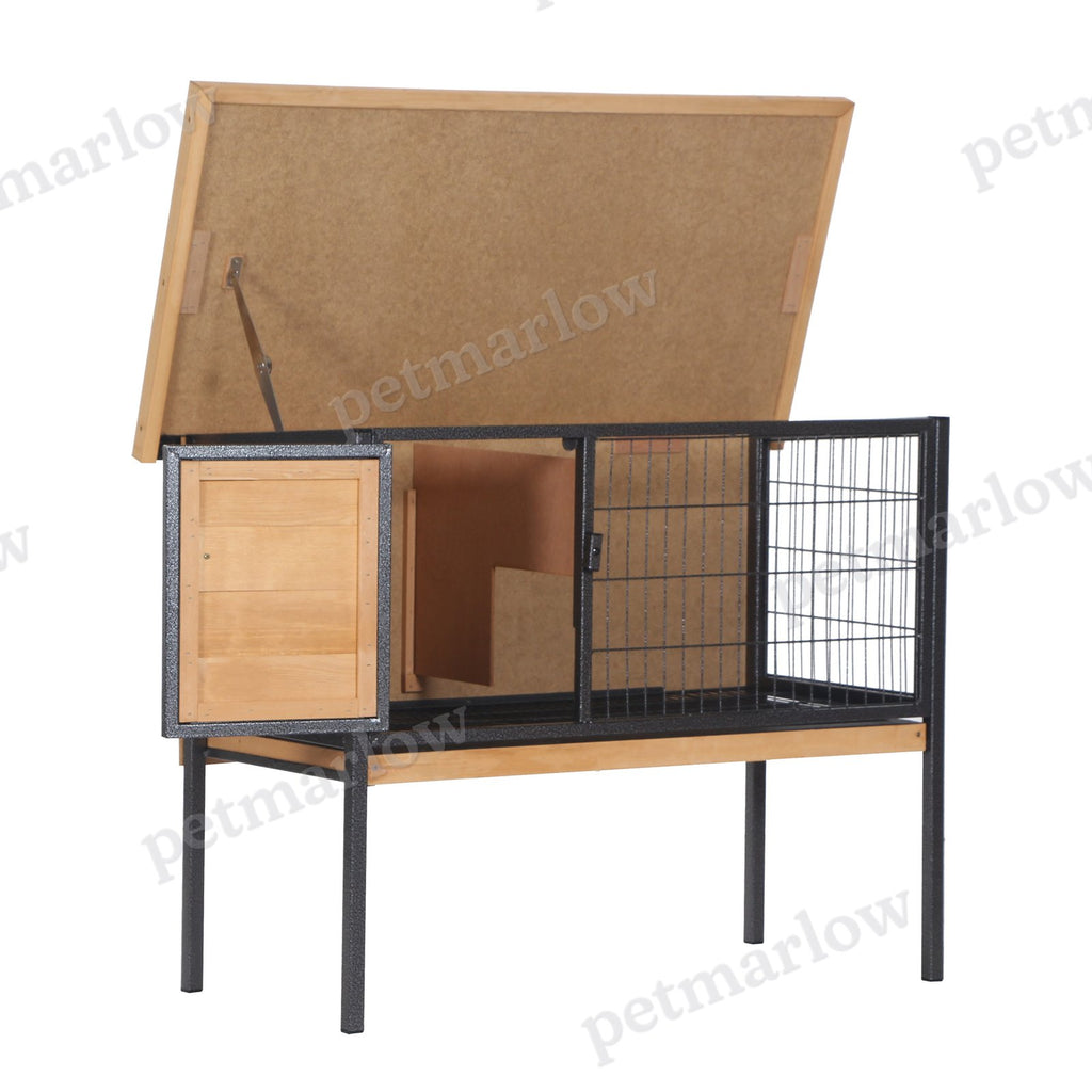 Rabbit Hutch Elevated Small Animal Habitat with Metal Frame – view 4