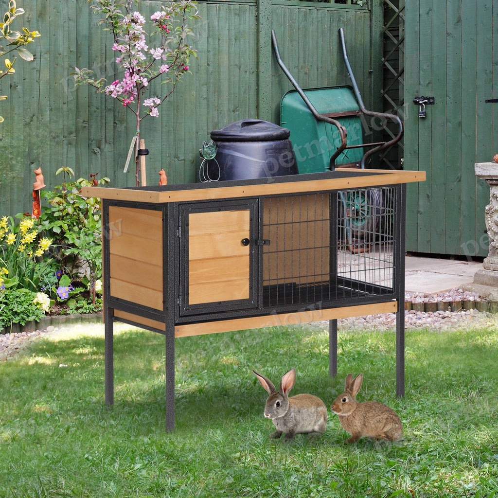 Rabbit Hutch Elevated Small Animal Habitat with Metal Frame – view 5