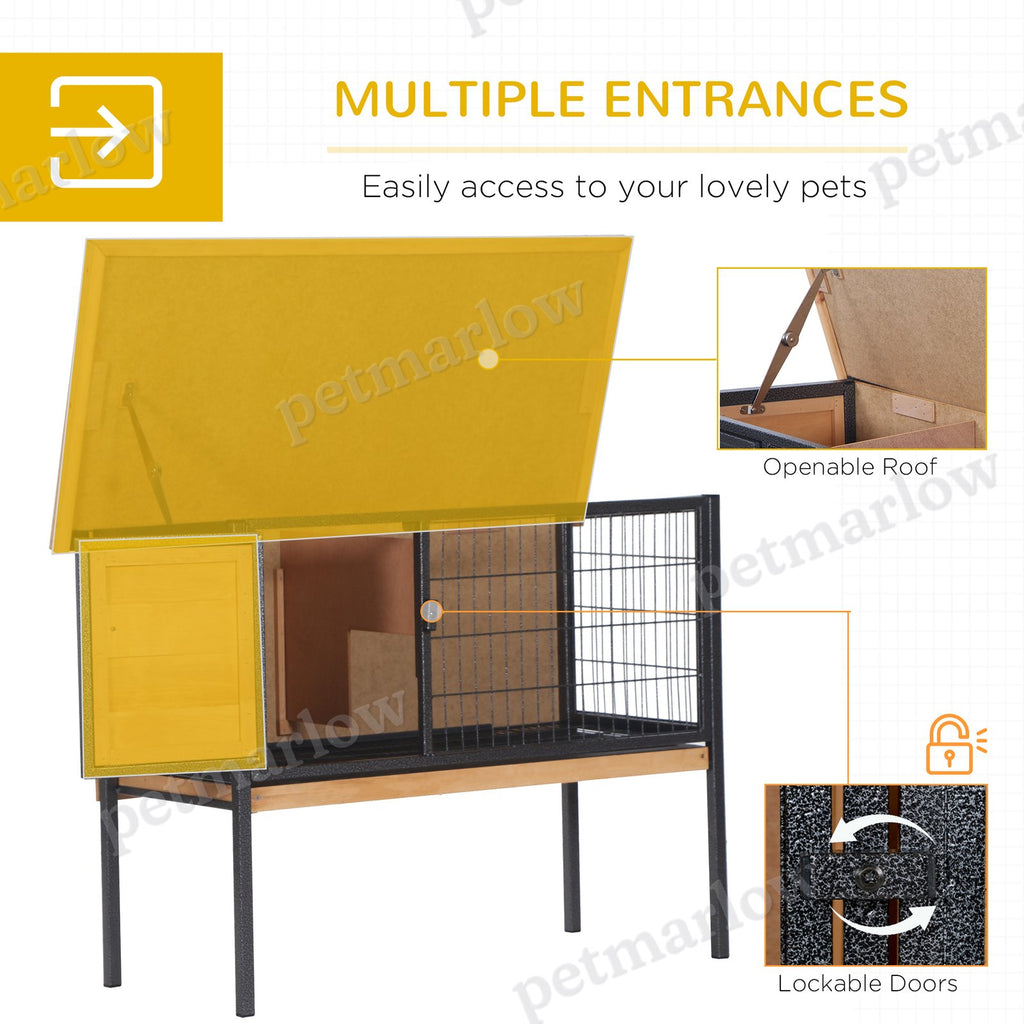 Rabbit Hutch Elevated Small Animal Habitat with Metal Frame – view 6