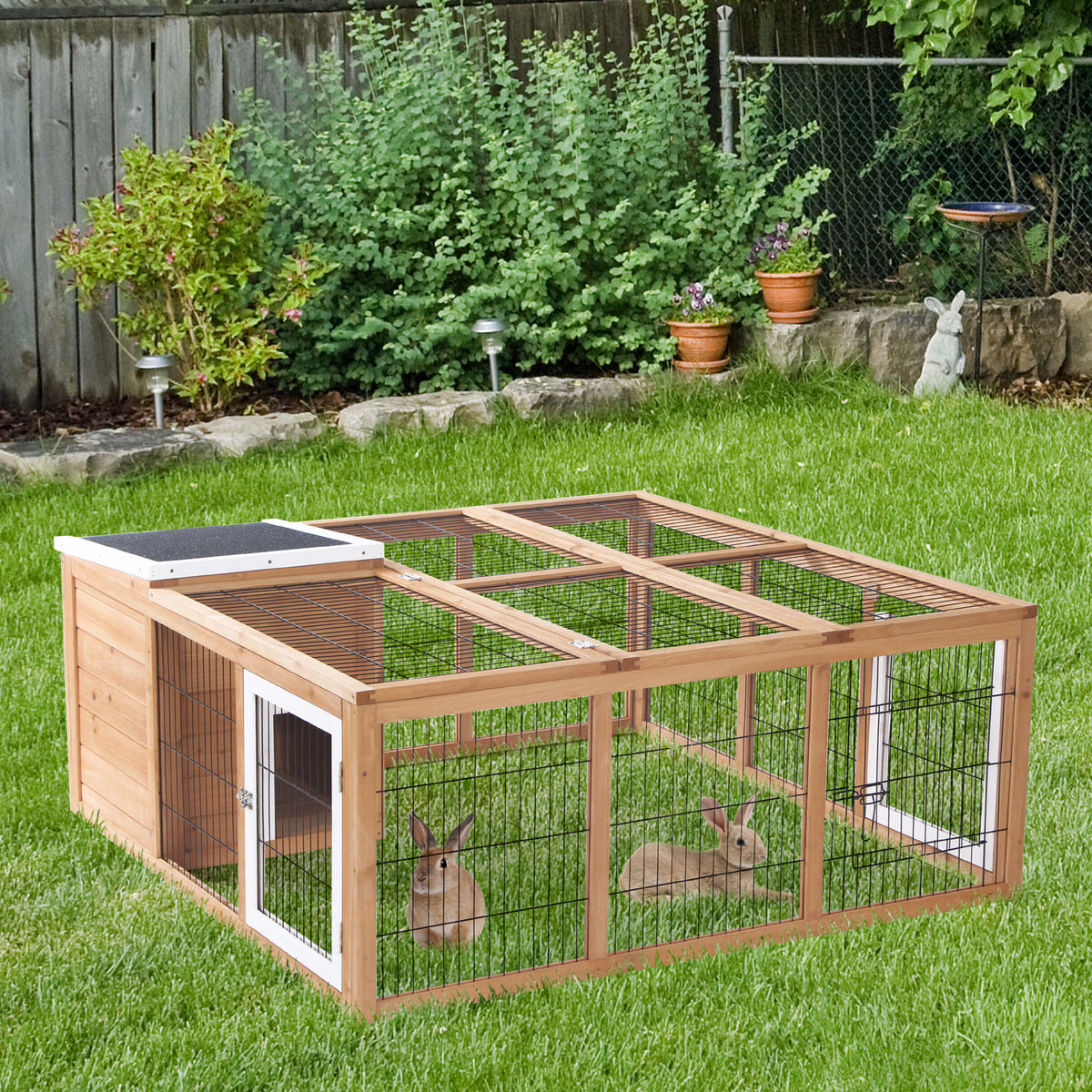 Rabbit Hutch for Small Animals with Easy Access Roof