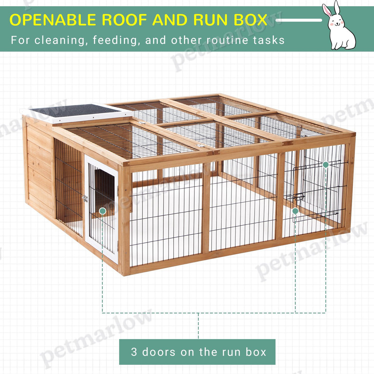 Rabbit Hutch for Small Animals with Easy Access Roof – view 4
