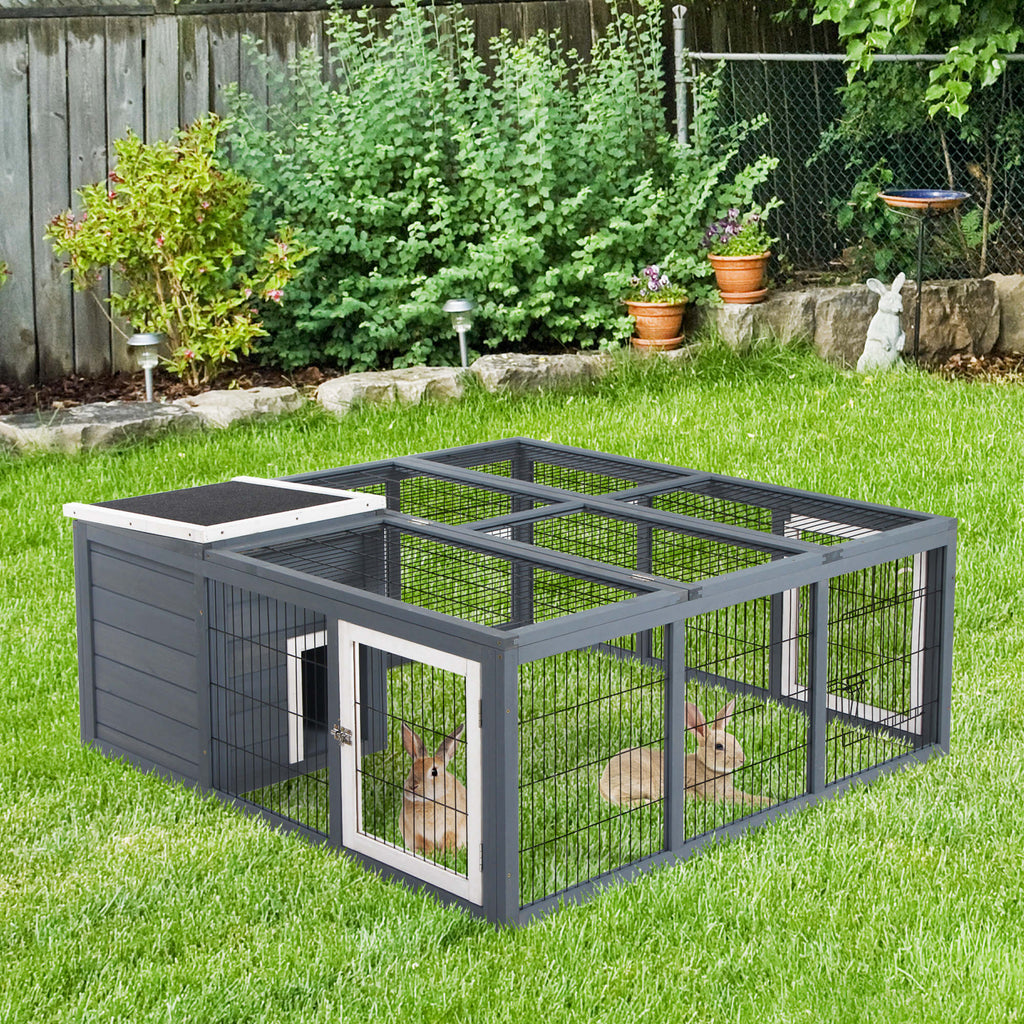 Rabbit Hutch for Small Animals with Open-Air Run