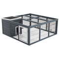 Rabbit Hutch for Small Animals with Open-Air Run – Charcoal Gray / 1265x540x185 mm