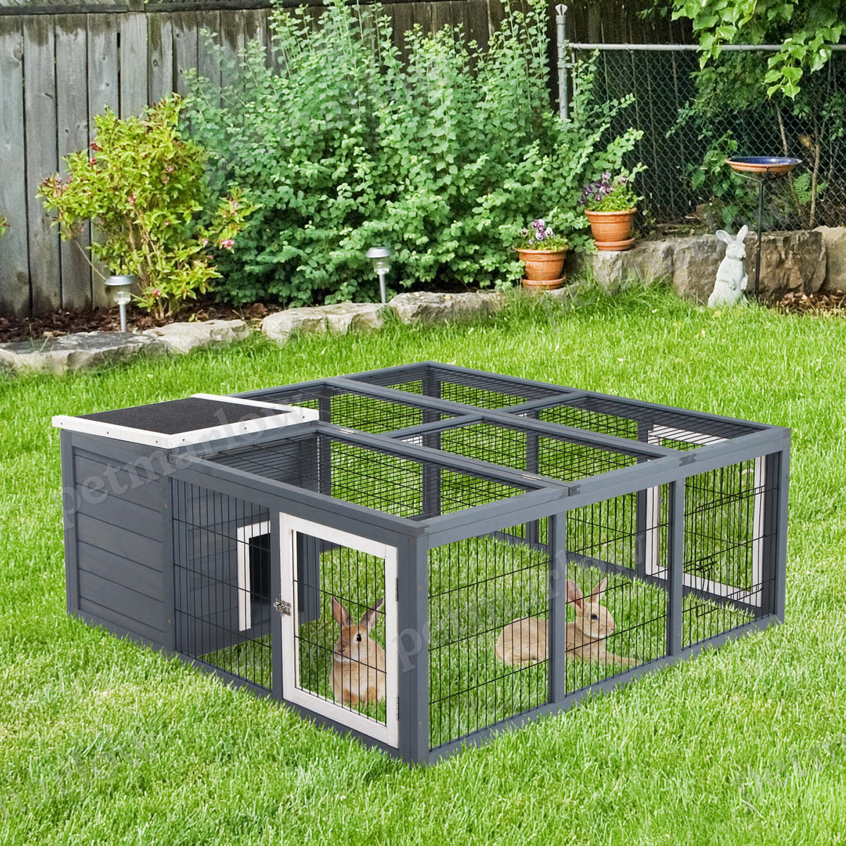 Rabbit Hutch for Small Animals with Open-Air Run – view 5