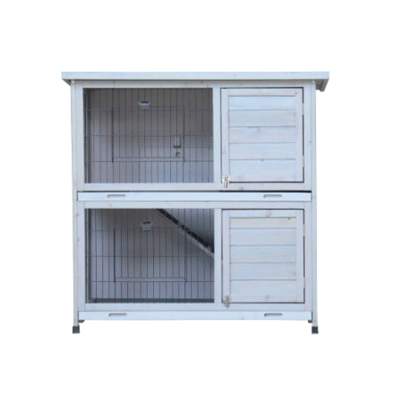 Rabbit Hutch Outdoor With Removable Trays for Small Animals – Gray