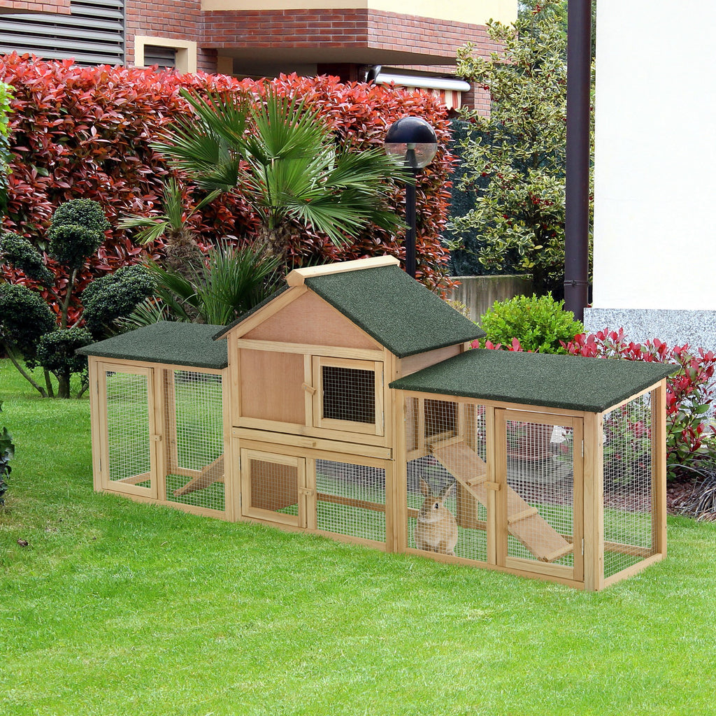 Rabbit Hutch Outdoor with Run and Ramp for Small Animals