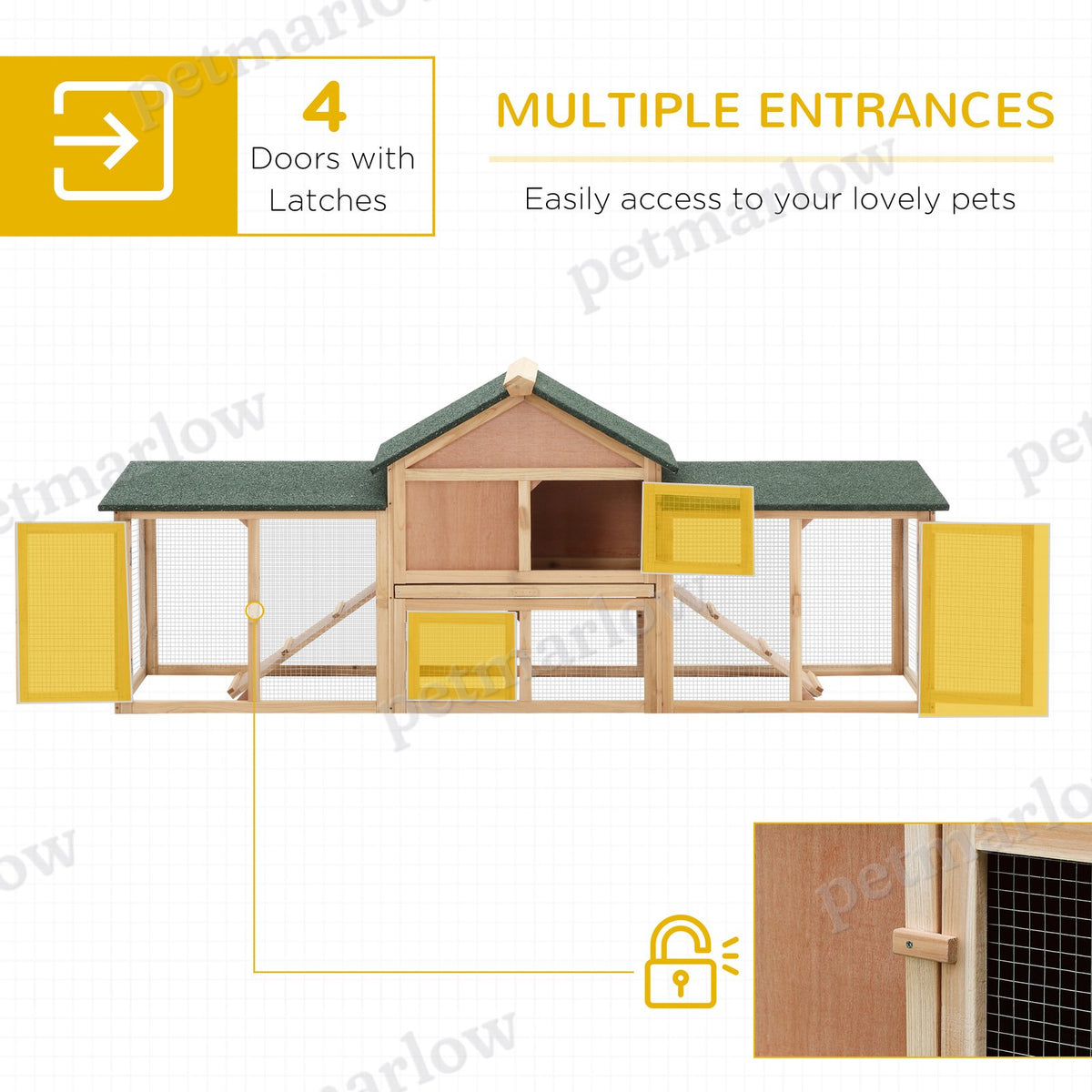 Rabbit Hutch Outdoor with Run and Ramp for Small Animals – view 3