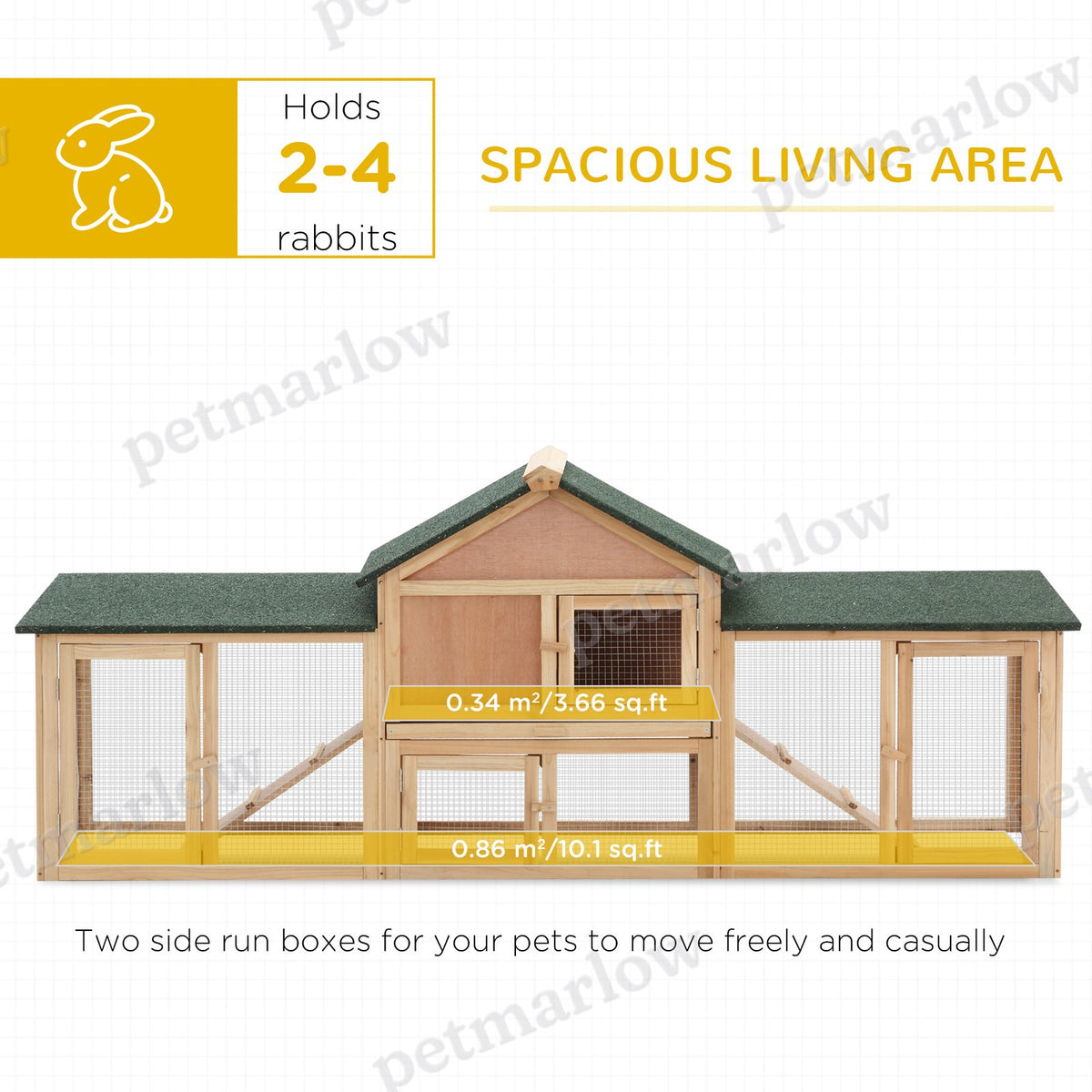 Rabbit Hutch Outdoor with Run and Ramp for Small Animals – view 5