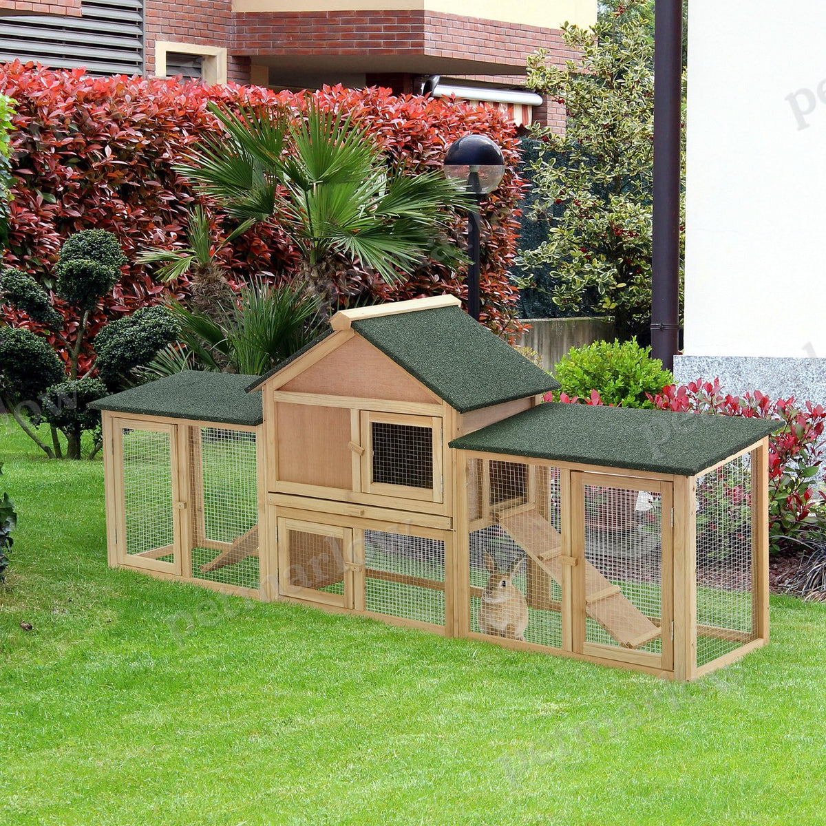Rabbit Hutch Outdoor with Run and Ramp for Small Animals – view 6