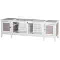 Rabbit Hutch with Pull-Out Tray for Indoor Use – White / 970x560x260 mm