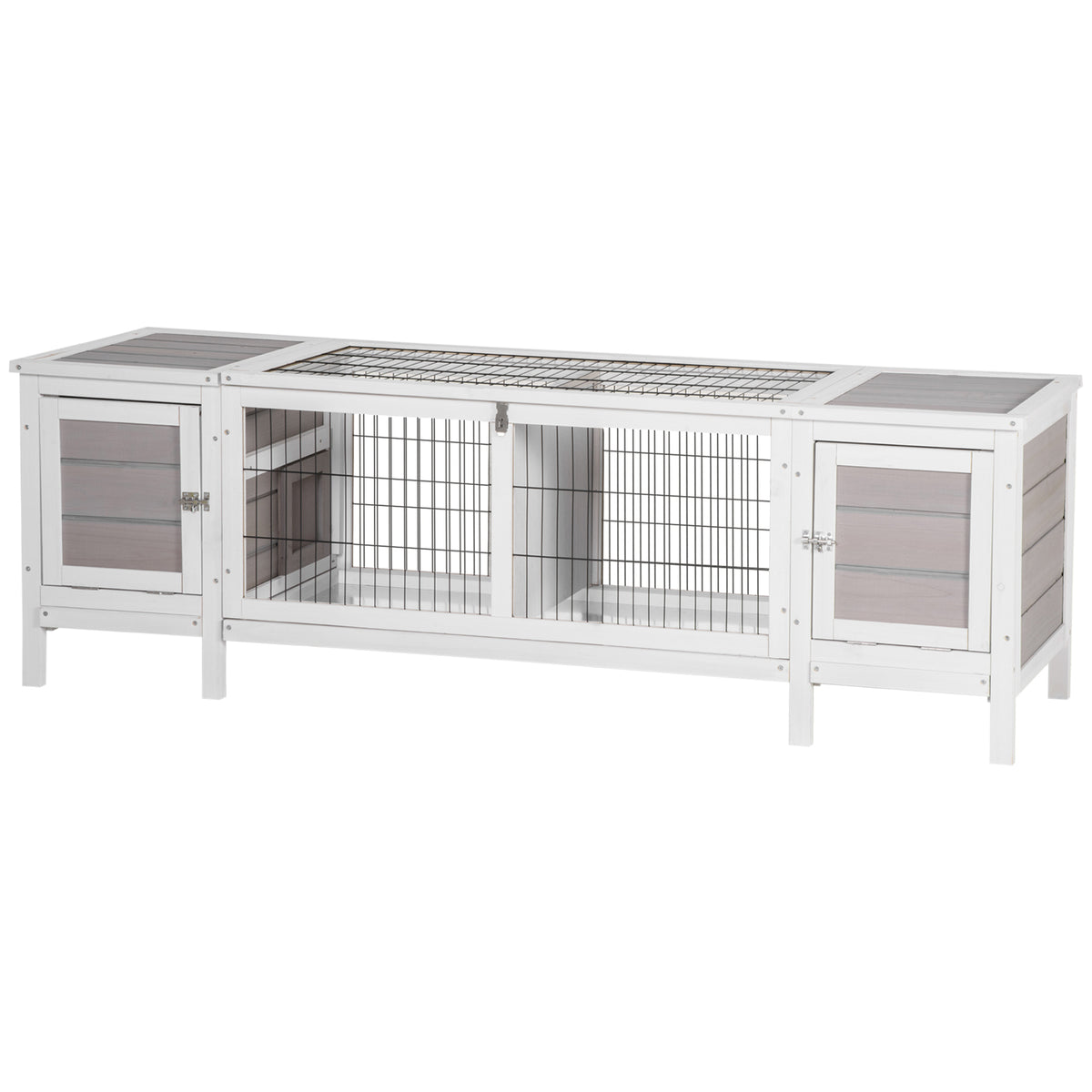 Rabbit Hutch with Pull-Out Tray for Indoor Use – White / 970x560x260 mm