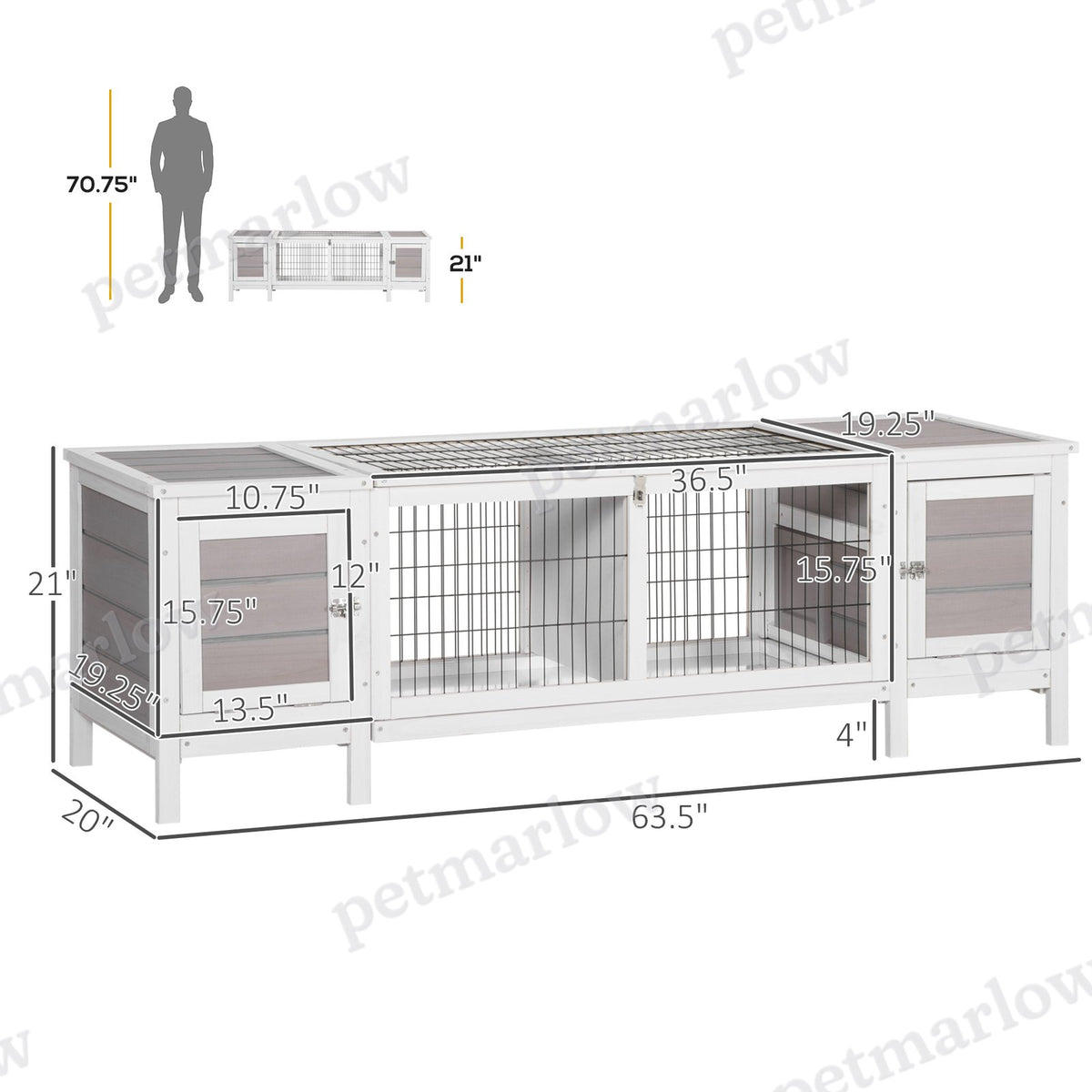 Rabbit Hutch with Pull-Out Tray for Indoor Use – view 5