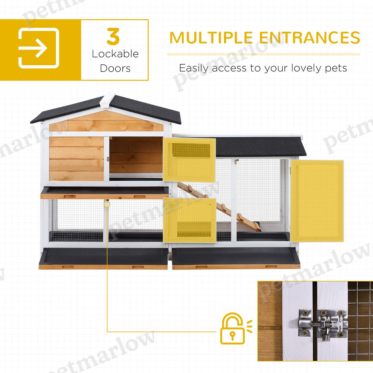 Rabbit Hutch with Run Area for Small Animals – view 6