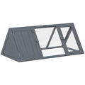 Rabbit Hutch with Run for Outdoor Living – Gray / 1170x65x530 mm