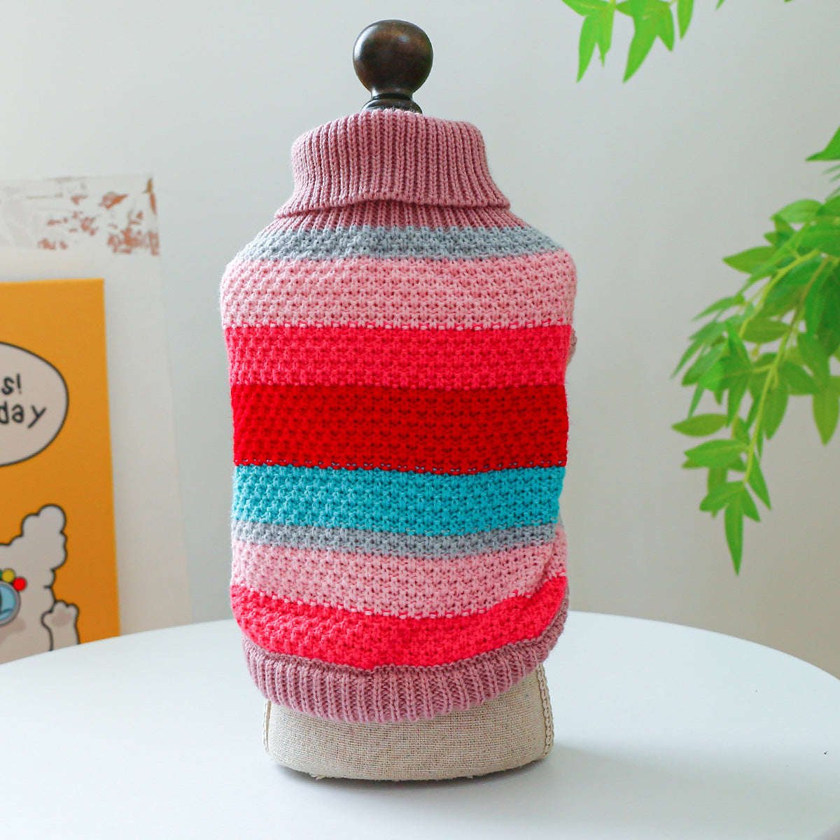 Rainbow Colorful Stripes Pet Sweater – Color Stripes Colorful Sweater / XS
