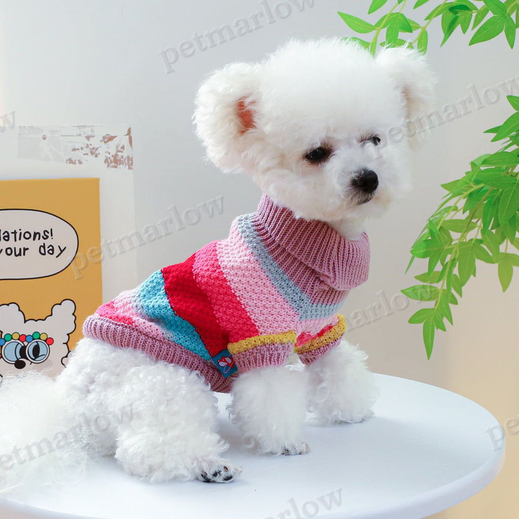Rainbow Colorful Stripes Pet Sweater – view 5