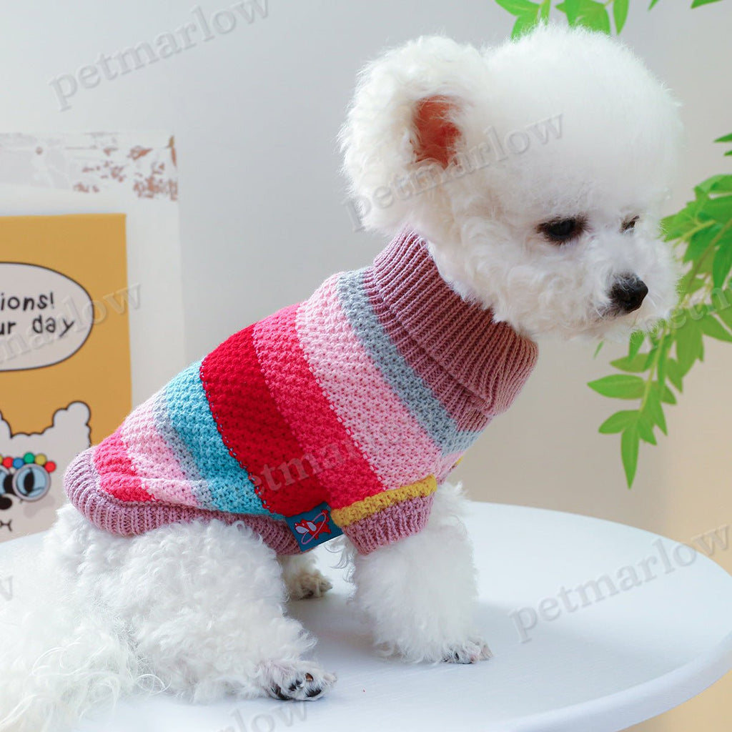 Rainbow Colorful Stripes Pet Sweater – view 6