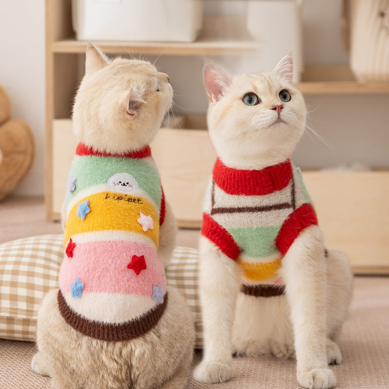Rainbow Striped Pet Sweater