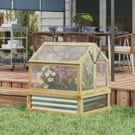 Raised Garden Bed With Polycarbonate Greenhouse for Pets
