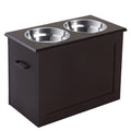 Raised Pet Feeding Storage Station with 2 Bowls – Coffee / 650x440x170 mm