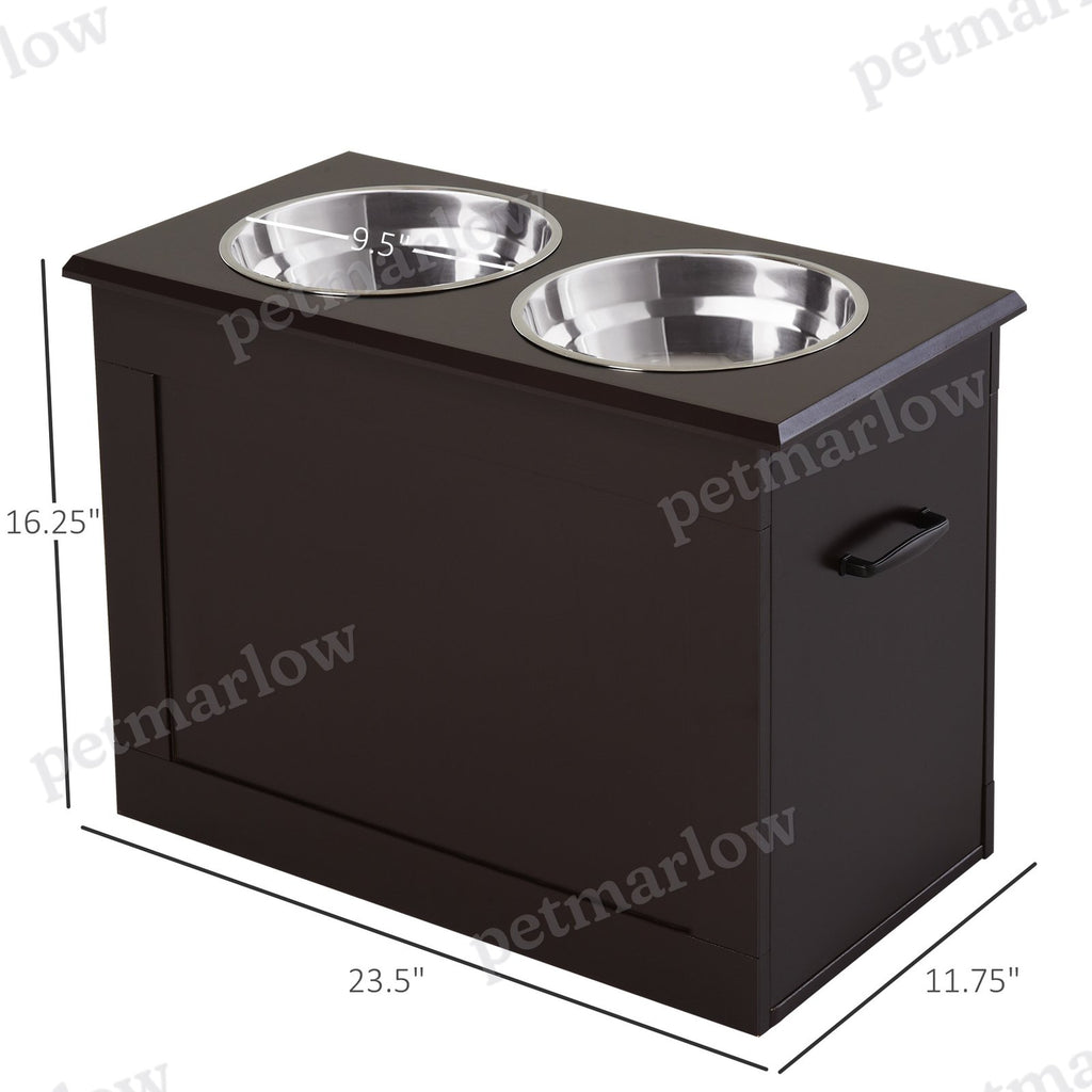Raised Pet Feeding Storage Station with 2 Bowls – view 4