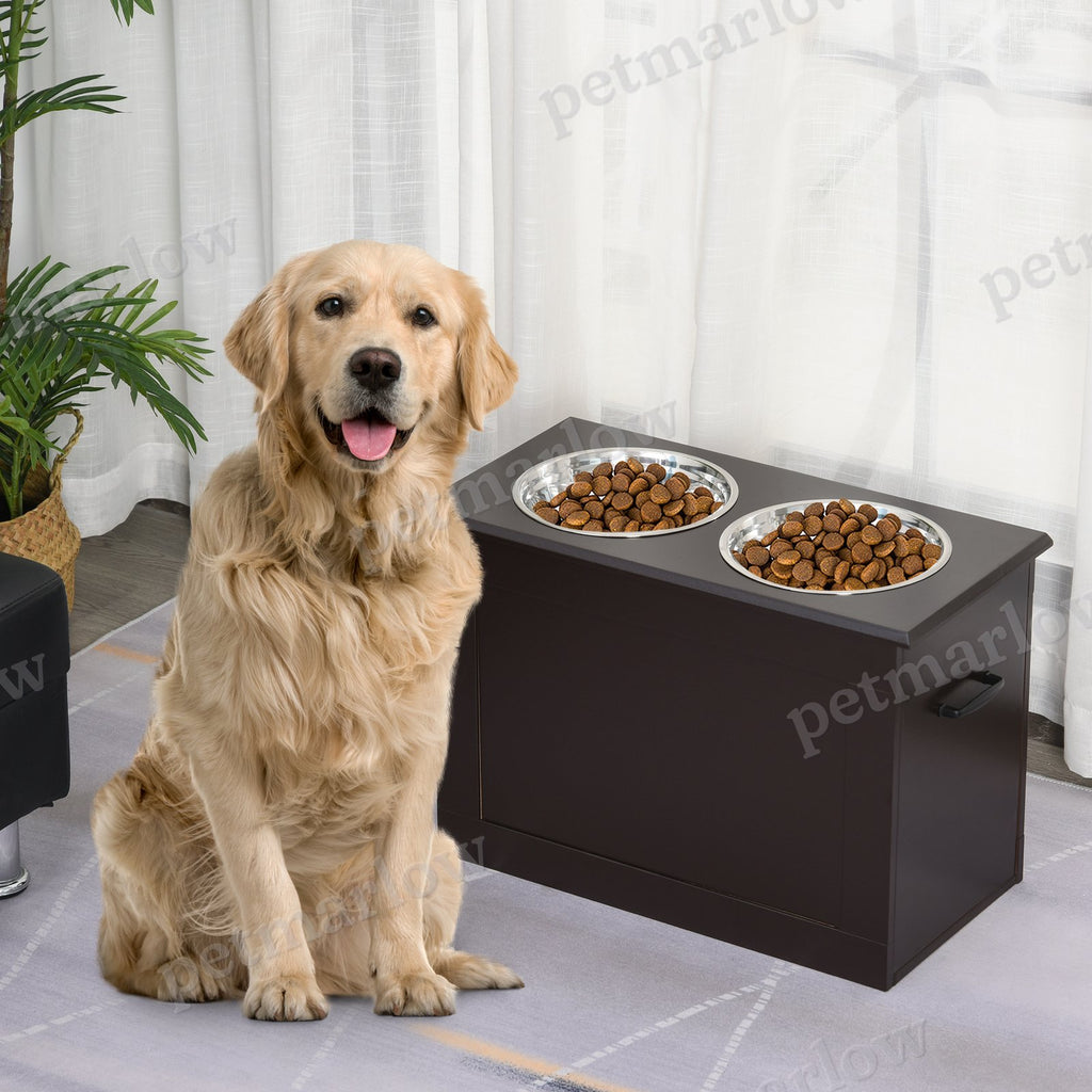 Raised Pet Feeding Storage Station with 2 Bowls – view 5