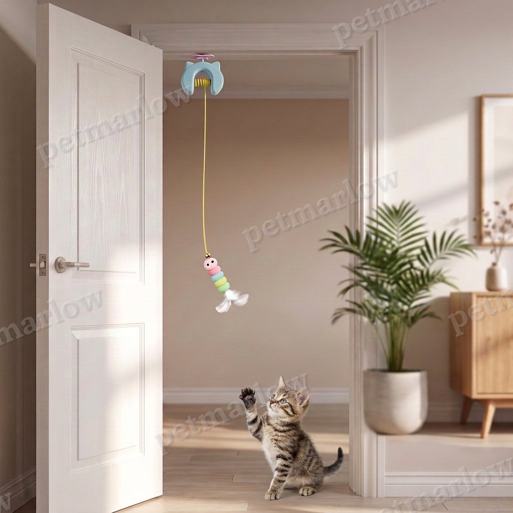 Rechargeable Hanging Door Cat Toy with Interactive Flying Feather – view 4