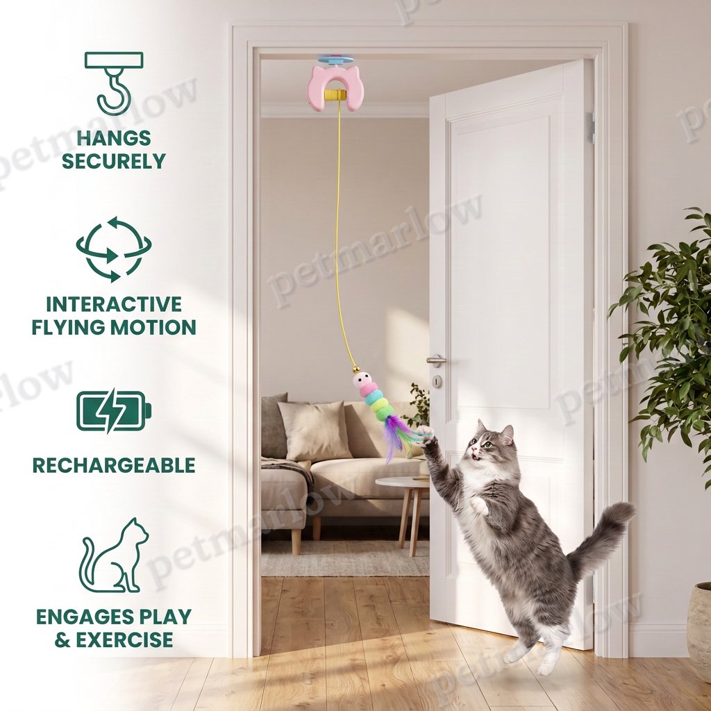 Rechargeable Hanging Door Cat Toy with Interactive Flying Feather – view 5