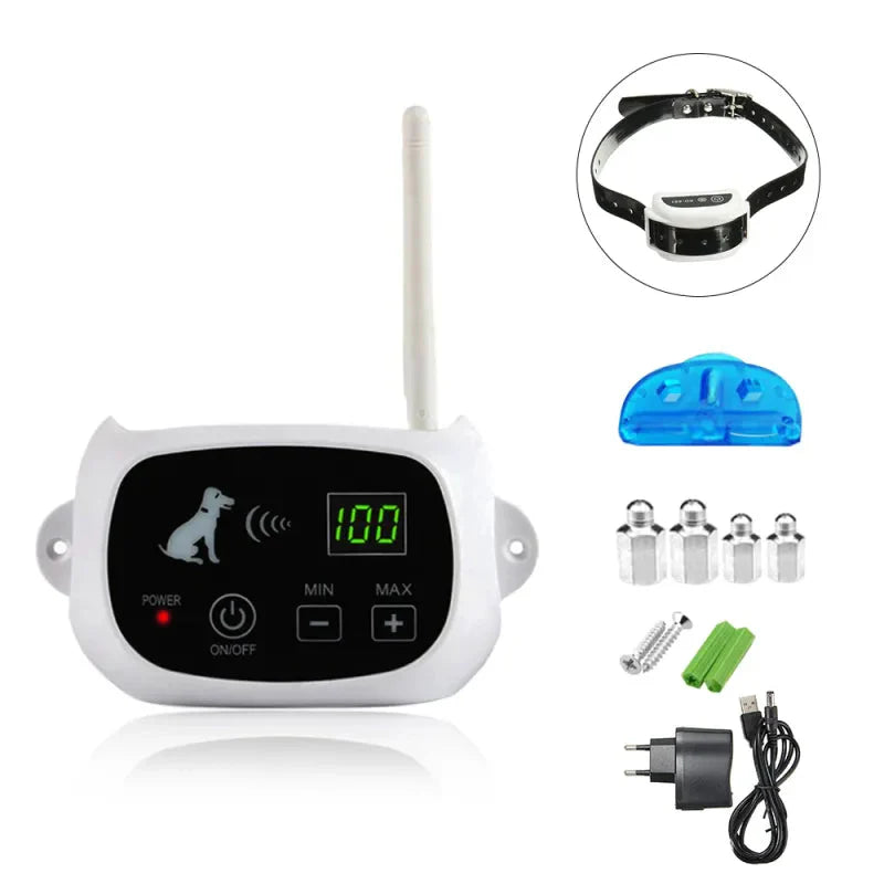 Rechargeable Waterproof IP67 Wireless Dog Fence Training System – White / For 1 Dog