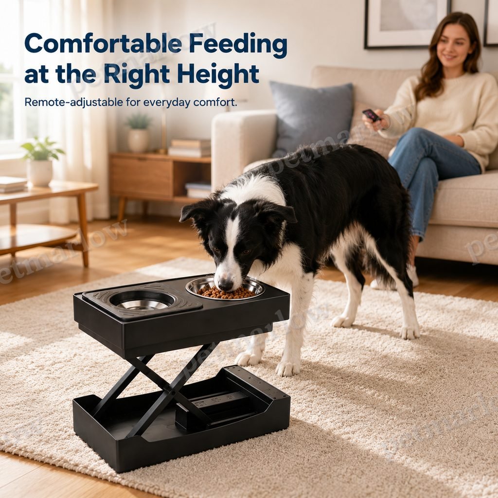 Remote-Controlled Height-Adjustable Dog Feeder (Stainless Steel Bowls) – view 4