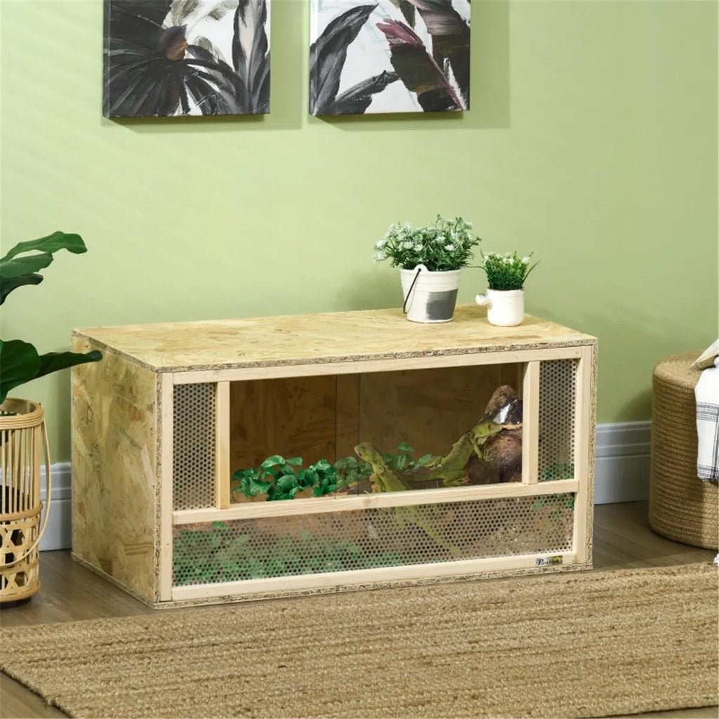 Reptile Terrarium with Ventilation and Sliding Doors