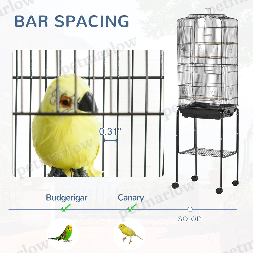 Rolling Bird Cage with Play Top and Storage Shelf – view 4