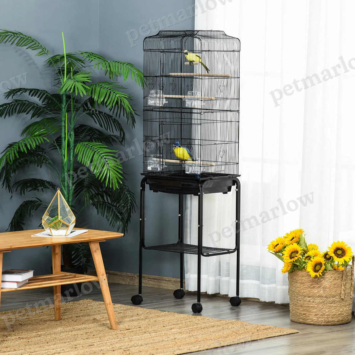 Rolling Bird Cage with Play Top and Storage Shelf – view 6