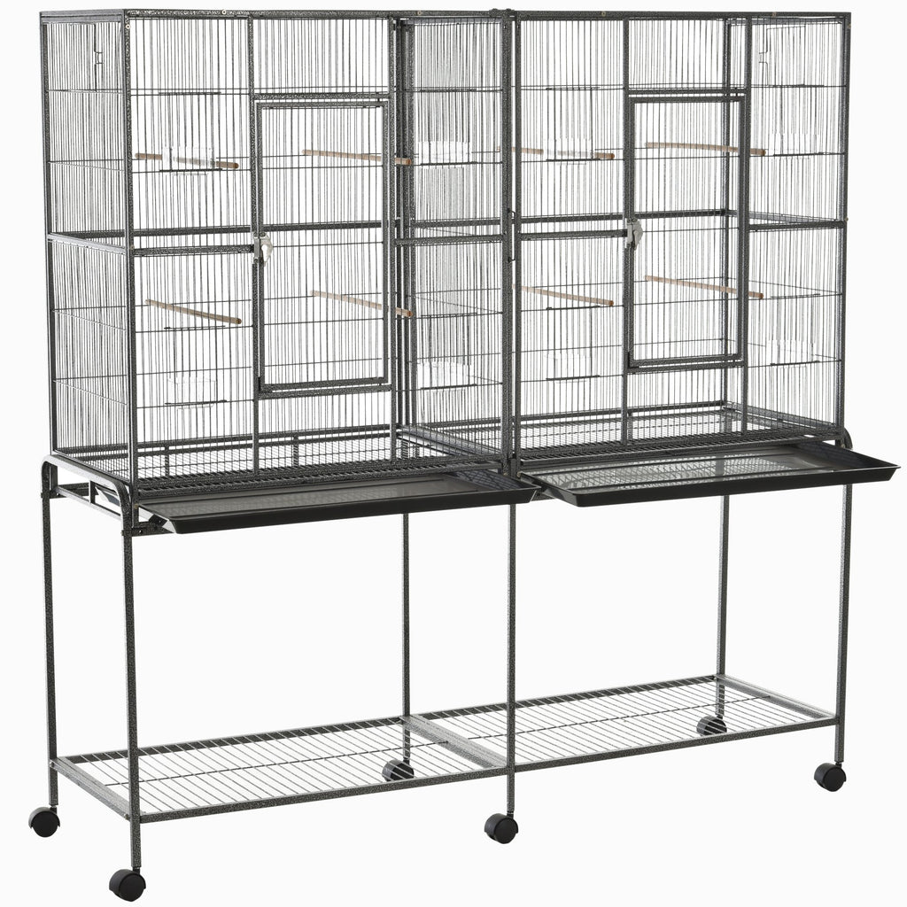 Rolling Bird Cage with Storage Shelf for Small to Medium Birds – Black, Gray / 1005x833x200 mm