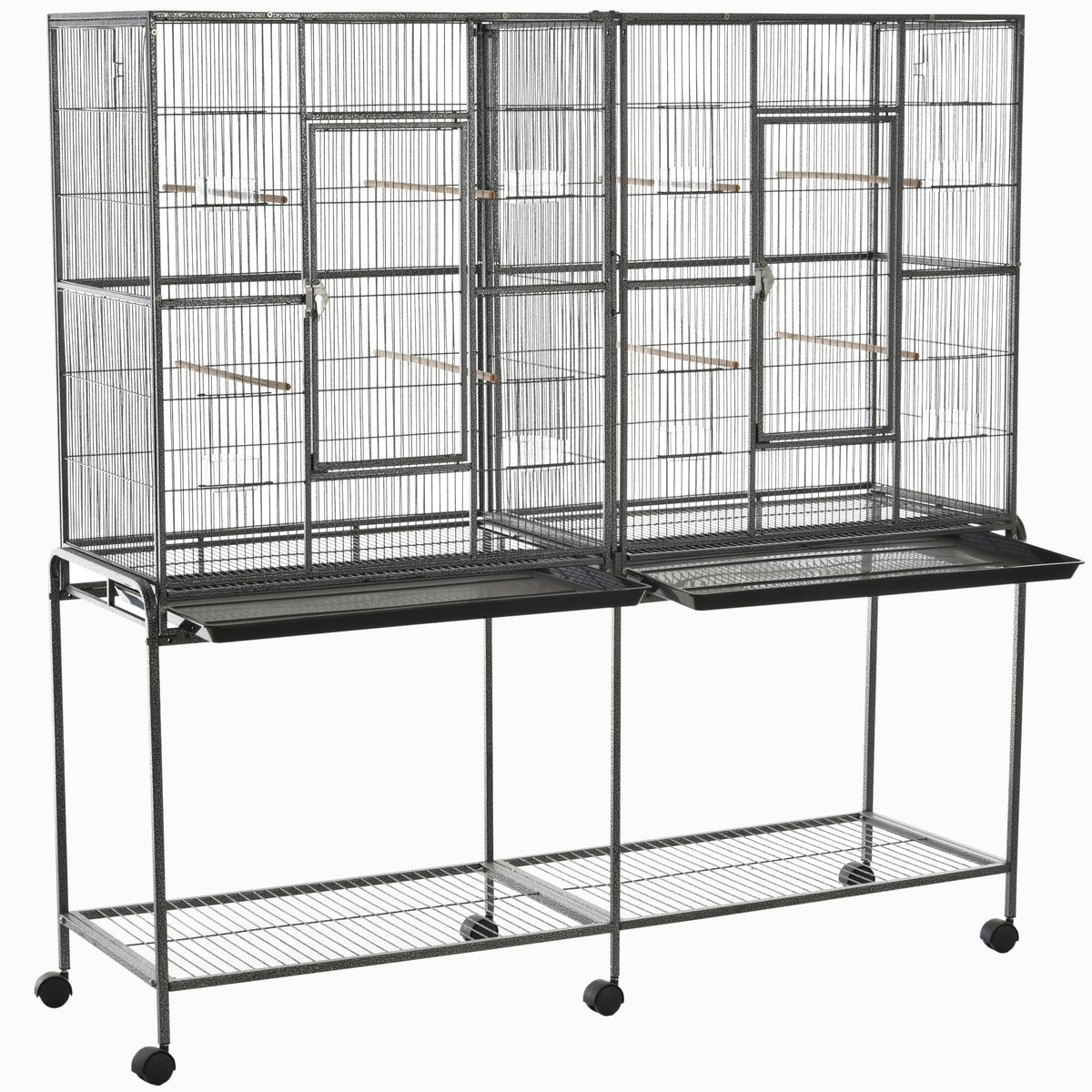 Rolling Bird Cage with Storage Shelf for Small to Medium Birds – Black, Gray / 1005x833x200 mm