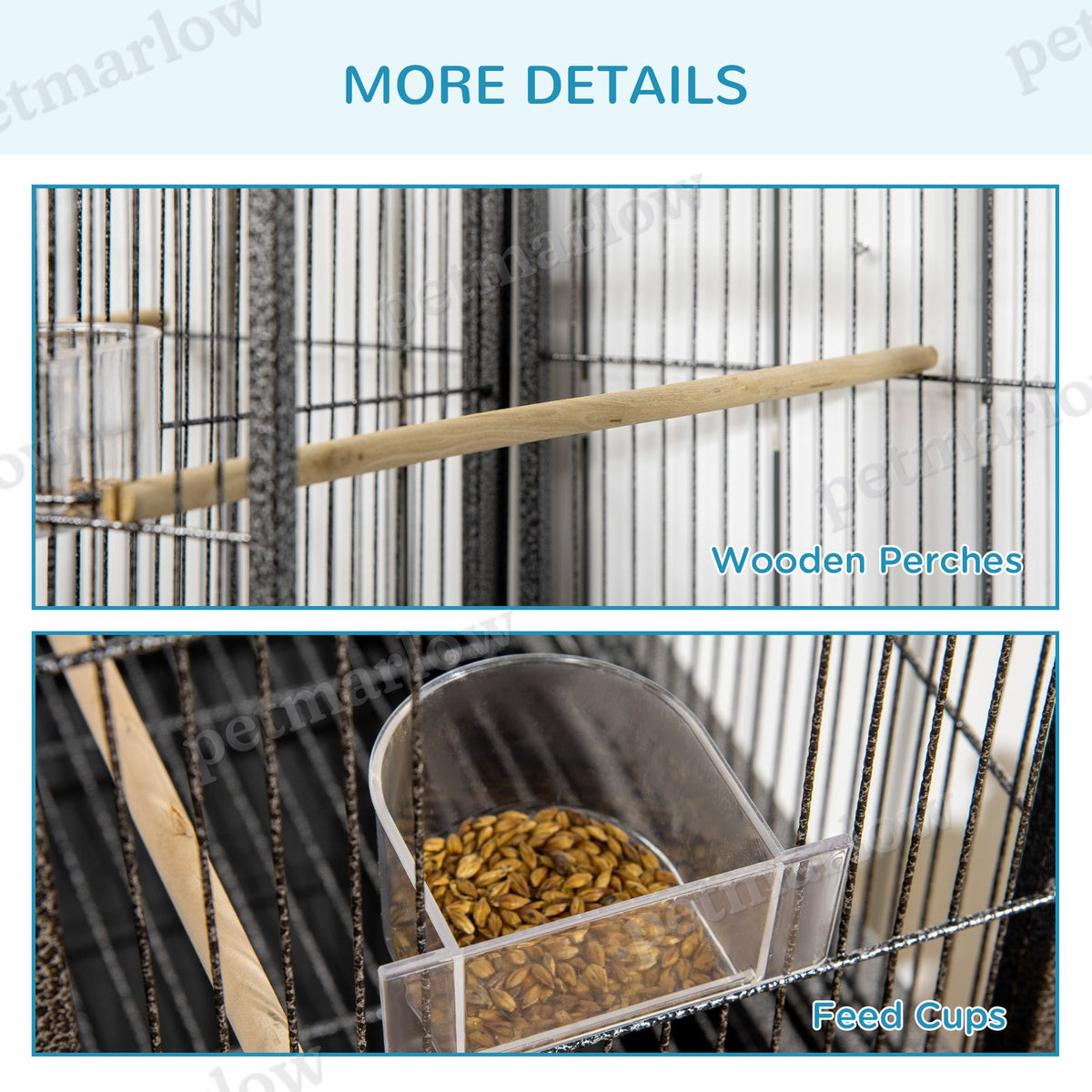 Rolling Bird Cage with Storage Shelf for Small to Medium Birds – view 6