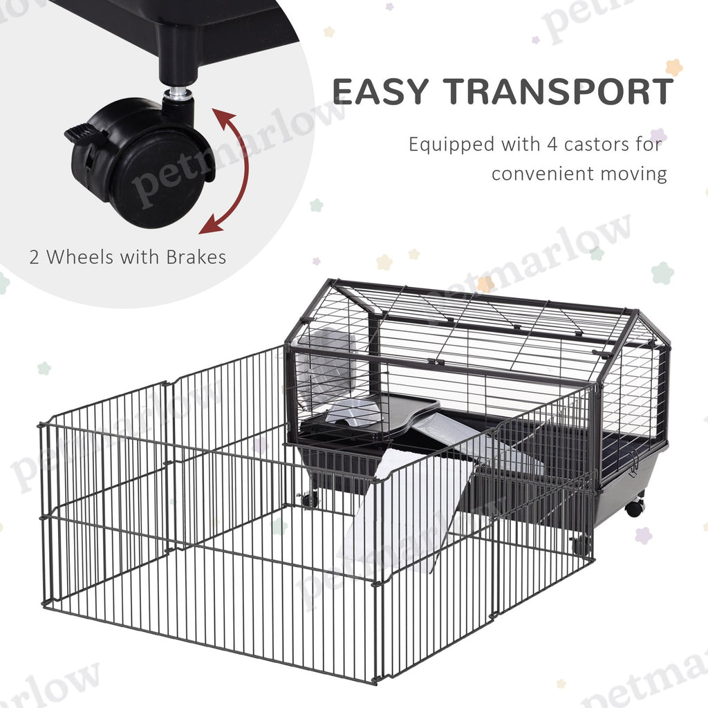 Rolling Metal Hutch Cage for Small Animals with Run – view 4